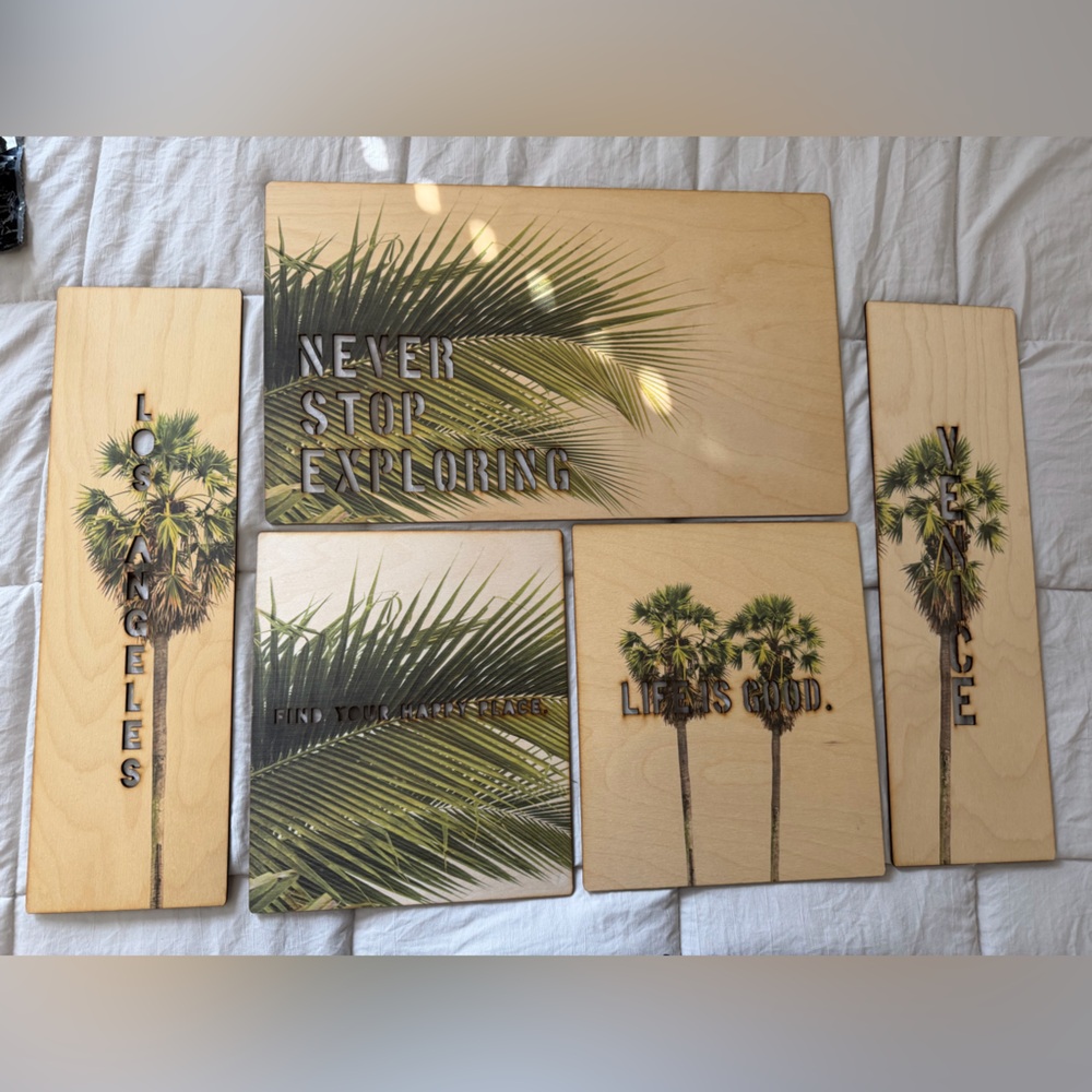 Palm Tree Wooden Wall Art Set